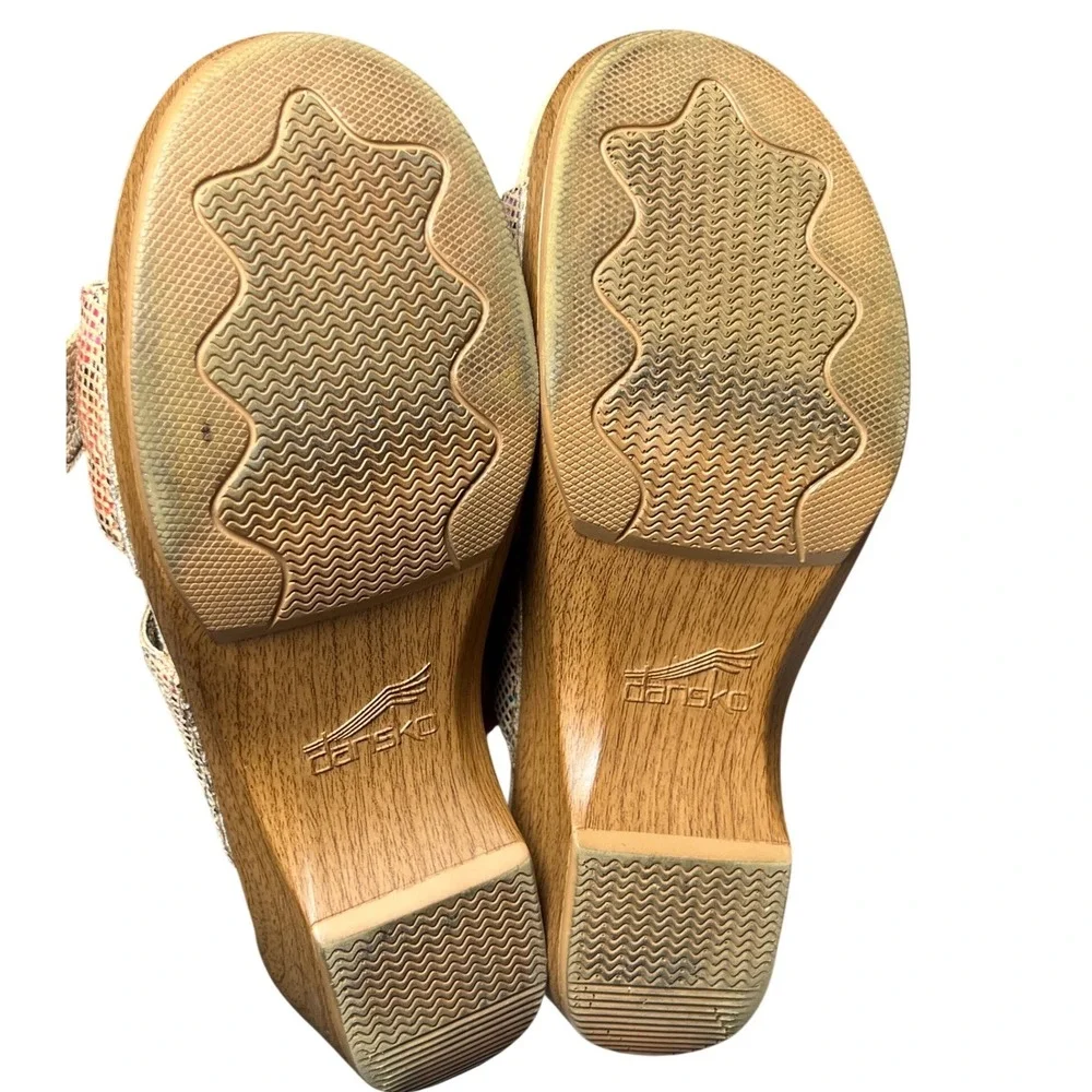 Dansko Mosaic Patchwork Leather Platform Slides‎ Boho Comfort EU 38
